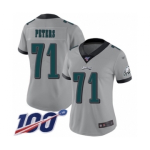 Women's Philadelphia Eagles #71 Jason Peters Limited Silver Inverted Legend 100th Season Football Jersey