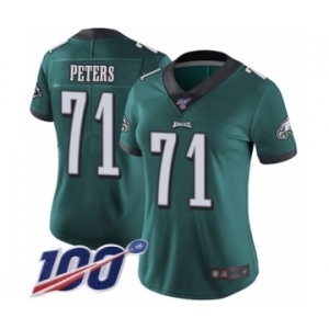 Women's Philadelphia Eagles #71 Jason Peters Midnight Green Team Color Vapor Untouchable Limited Player 100th Season Football Jersey