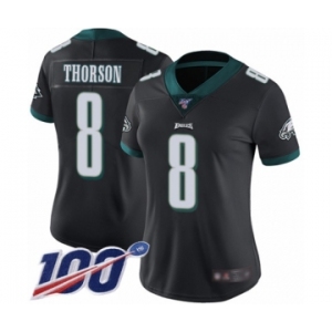 Women's Philadelphia Eagles #8 Clayton Thorson Black Alternate Vapor Untouchable Limited Player 100th Season Football Jersey