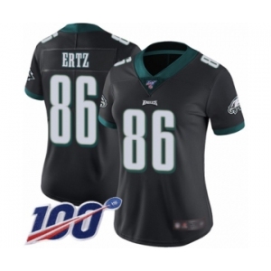 Women's Philadelphia Eagles #86 Zach Ertz Black Alternate Vapor Untouchable Limited Player 100th Season Football Jersey