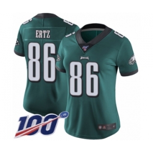 Women's Philadelphia Eagles #86 Zach Ertz Midnight Green Team Color Vapor Untouchable Limited Player 100th Season Football Jersey