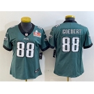 Women's Philadelphia Eagles #88 Dallas Goedert Green 2025 Super Bowl LIX Patch Vapor Untouchable Limited Stitched Football Jersey