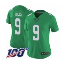 Women's Philadelphia Eagles #9 Nick Foles Limited Green Rush Vapor Untouchable 100th Season Football Jersey