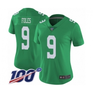 Women's Philadelphia Eagles #9 Nick Foles Limited Green Rush Vapor Untouchable 100th Season Football Jersey