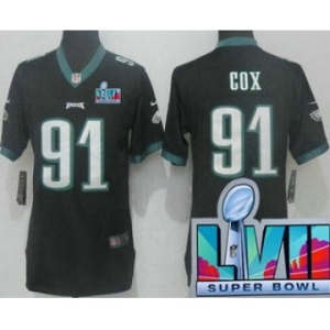 Women's Philadelphia Eagles #91 Fletcher Cox Limited Black Super Bowl LVII Vapor Jersey