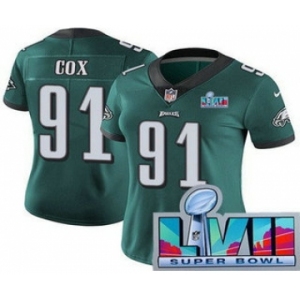 Women's Philadelphia Eagles #91 Fletcher Cox Limited Green Super Bowl LVII Vapor Jersey