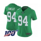 Women's Philadelphia Eagles #94 Josh Sweat Limited Green Rush Vapor Untouchable 100th Season Football Jersey