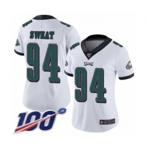 Women's Philadelphia Eagles #94 Josh Sweat White Vapor Untouchable Limited Player 100th Season Football Jersey