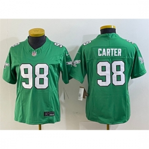 Women's Philadelphia Eagles #98 Jalen Carter Green 2023 F.U.S.E. Stitched Football Jersey