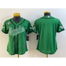 Women's Philadelphia Eagles Blank Green With 3-Star C Cool Base Stitched Baseball Jersey