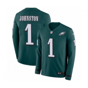 Youth Nike Philadelphia Eagles #1 Cameron Johnston Limited Green Therma Long Sleeve NFL Jersey