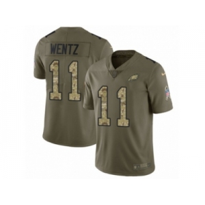 Youth Nike Philadelphia Eagles #11 Carson Wentz Limited Olive Camo 2017 Salute to Service NFL Jersey