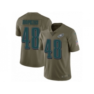 Youth Nike Philadelphia Eagles #48 Wes Hopkins Limited Olive 2017 Salute to Service NFL Jersey