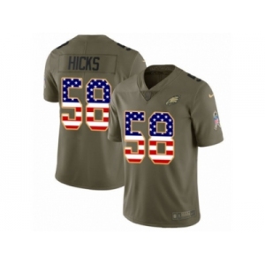 Youth Nike Philadelphia Eagles #58 Jordan Hicks Limited Olive Gold 2017 Salute to Service NFL Jersey