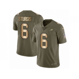 Youth Nike Philadelphia Eagles #6 Caleb Sturgis Limited Olive Gold 2017 Salute to Service NFL Jersey