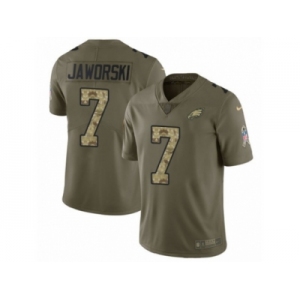 Youth Nike Philadelphia Eagles #7 Ron Jaworski Limited Olive Camo 2017 Salute to Service NFL Jersey