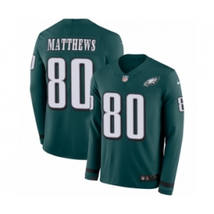 Youth Nike Philadelphia Eagles #80 Jordan Matthews Limited Green Therma Long Sleeve NFL Jersey