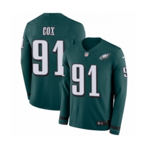 Youth Nike Philadelphia Eagles #91 Fletcher Cox Limited Green Therma Long Sleeve NFL Jersey