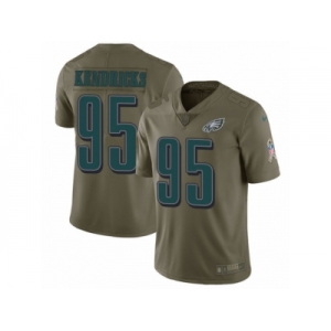 Youth Nike Philadelphia Eagles #95 Mychal Kendricks Limited Olive 2017 Salute to Service NFL Jersey