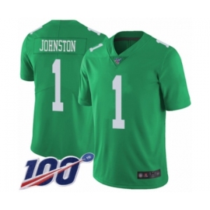 Youth Philadelphia Eagles #1 Cameron Johnston Limited Green Rush Vapor Untouchable 100th Season Football Jersey