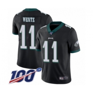 Youth Philadelphia Eagles #11 Carson Wentz Black Alternate Vapor Untouchable Limited Player 100th Season Football Jersey