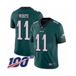 Youth Philadelphia Eagles #11 Carson Wentz Midnight Green Team Color Vapor Untouchable Limited Player 100th Season Football Jersey