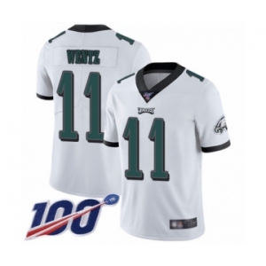 Youth Philadelphia Eagles #11 Carson Wentz White Vapor Untouchable Limited Player 100th Season Football Jersey