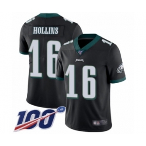 Youth Philadelphia Eagles #16 Mack Hollins Black Alternate Vapor Untouchable Limited Player 100th Season Football Jersey