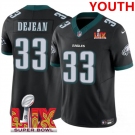Youth Philadelphia Eagles #33 Cooper DeJean Black 2025 Super Bowl LIX Patch New F.U.S.E. Vapor Untouchable Limited Stitched Football Jersey