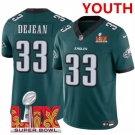 Youth Philadelphia Eagles #33 Cooper DeJean Green 2025 Super Bowl LIX Patch New F.U.S.E. Vapor Untouchable Limited Stitched Football Jersey