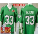 Youth Philadelphia Eagles #33 Cooper DeJean Limited Kelly Green Super Bowl LIX Vapor Jersey