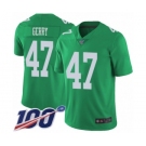 Youth Philadelphia Eagles #47 Nate Gerry Limited Green Rush Vapor Untouchable 100th Season Football Jersey