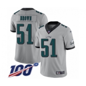 Youth Philadelphia Eagles #51 Zach Brown Limited Silver Inverted Legend 100th Season Football Jersey