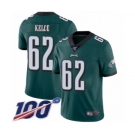 Youth Philadelphia Eagles #62 Jason Kelce Midnight Green Team Color Vapor Untouchable Limited Player 100th Season Football Jersey