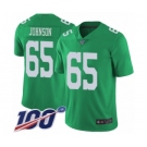 Youth Philadelphia Eagles #65 Lane Johnson Limited Green Rush Vapor Untouchable 100th Season Football Jersey