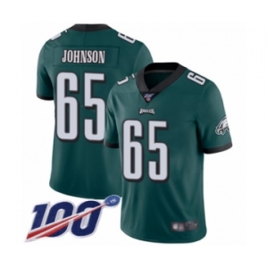 Youth Philadelphia Eagles #65 Lane Johnson Midnight Green Team Color Vapor Untouchable Limited Player 100th Season Football Jersey