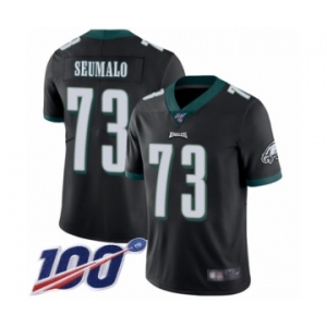 Youth Philadelphia Eagles #73 Isaac Seumalo Black Alternate Vapor Untouchable Limited Player 100th Season Football Jersey