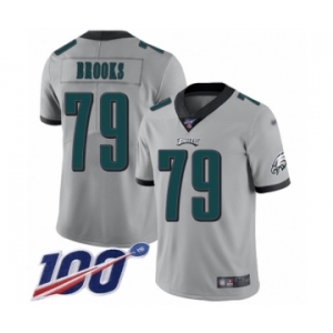 Youth Philadelphia Eagles #79 Brandon Brooks Limited Silver Inverted Legend 100th Season Football Jersey