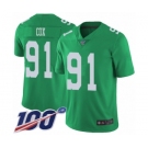 Youth Philadelphia Eagles #91 Fletcher Cox Limited Green Rush Vapor Untouchable 100th Season Football Jersey
