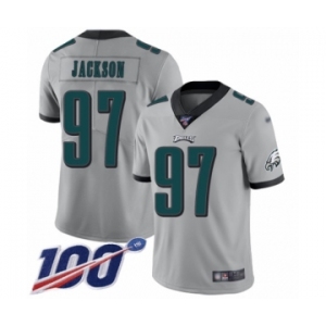 Youth Philadelphia Eagles #97 Malik Jackson Limited Silver Inverted Legend 100th Season Football Jersey