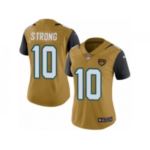 Women Nike Jacksonville Jaguars #10 Jaelen Strong Limited Gold Rush Vapor Untouchable NFL Jersey
