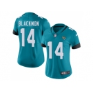 Women Nike Jacksonville Jaguars #14 Justin Blackmon Teal Green Team Color Stitched NFL Vapor Untouchable Limited Jersey