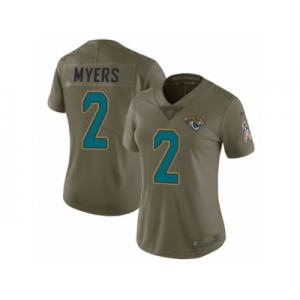Women Nike Jacksonville Jaguars #2 Jason Myers Limited Olive 2017 Salute to Service NFL Jersey