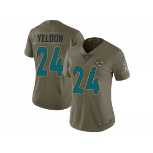 Women Nike Jacksonville Jaguars #24 T.J. Yeldon Olive Stitched NFL Limited 2017 Salute to Service Jersey