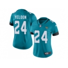 Women Nike Jacksonville Jaguars #24 T.J. Yeldon Teal Green Team Color Stitched NFL Vapor Untouchable Limited Jersey