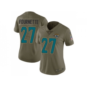 Women Nike Jacksonville Jaguars #27 Leonard Fournette Olive Stitched NFL Limited 2017 Salute to Service Jersey