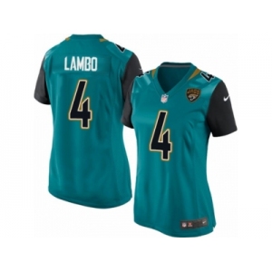 Women Nike Jacksonville Jaguars #4 Josh Lambo Game Teal Green Team Color NFL Jersey