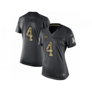 Women Nike Jacksonville Jaguars #4 Josh Lambo Limited Black 2016 Salute to Service NFL Jersey
