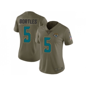 Women Nike Jacksonville Jaguars #5 Blake Bortles Olive Stitched NFL Limited 2017 Salute to Service Jersey