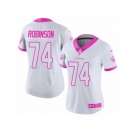 Women Nike Jacksonville Jaguars #74 Cam Robinson Limited White Pink Rush Fashion NFL Jersey